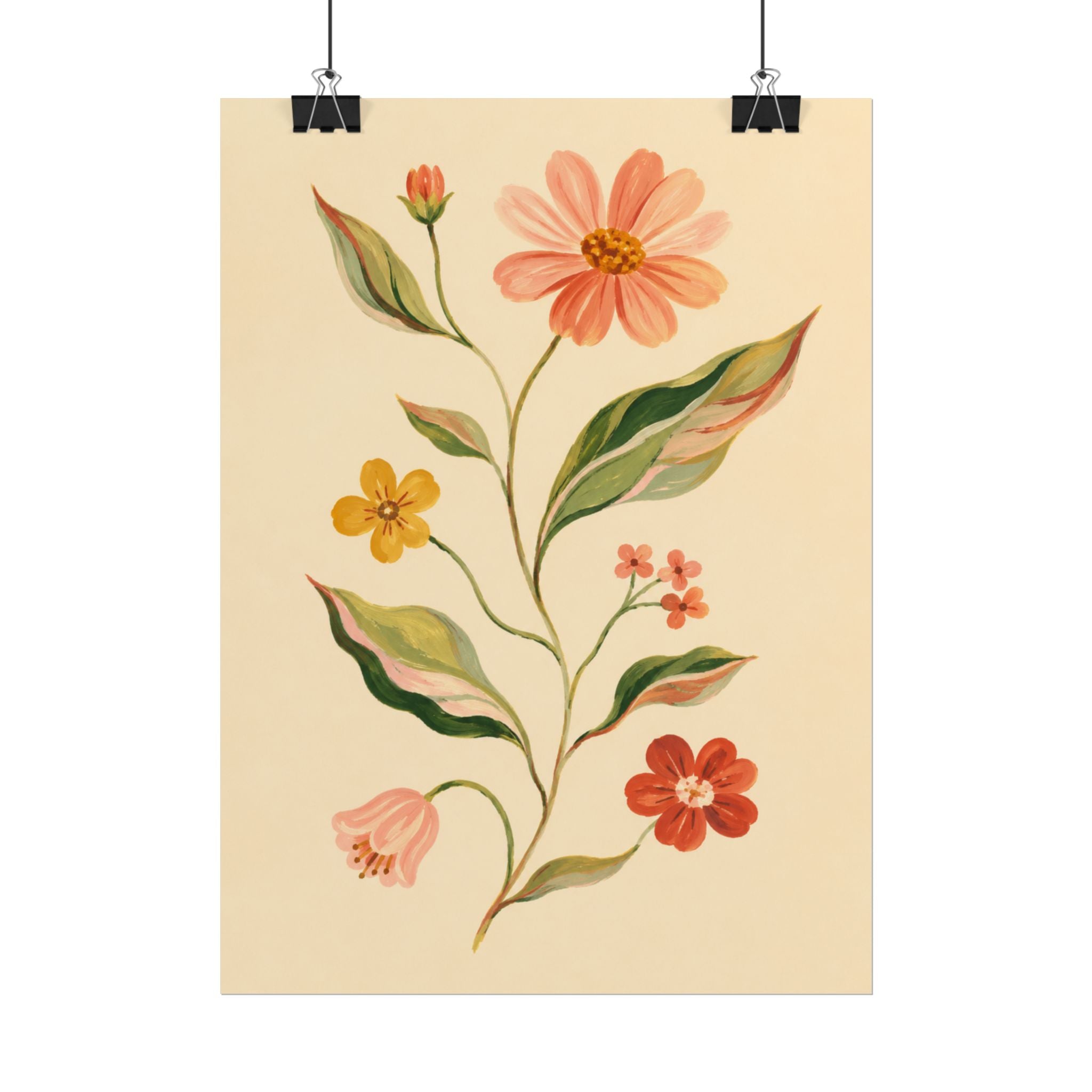 Cream Floral Stem Print