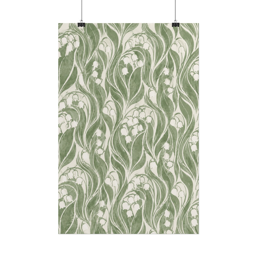 Green Lily Pattern Print