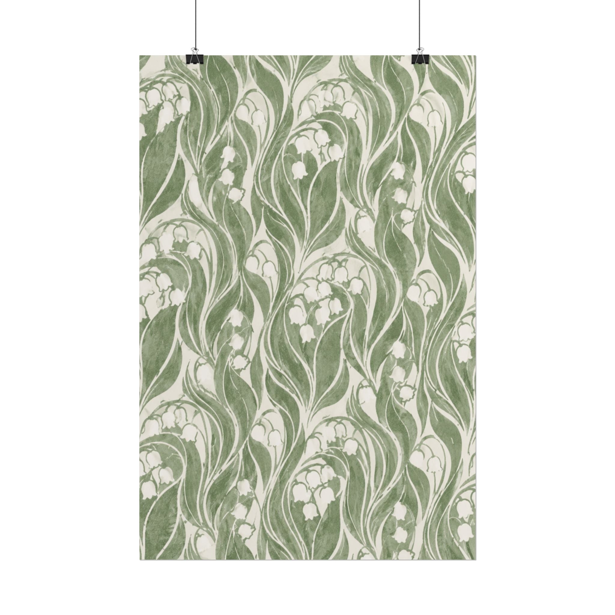 Green Lily Pattern Print