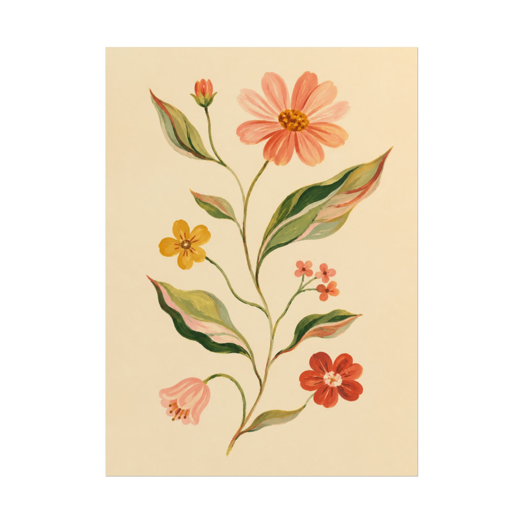 Cream Floral Stem Print