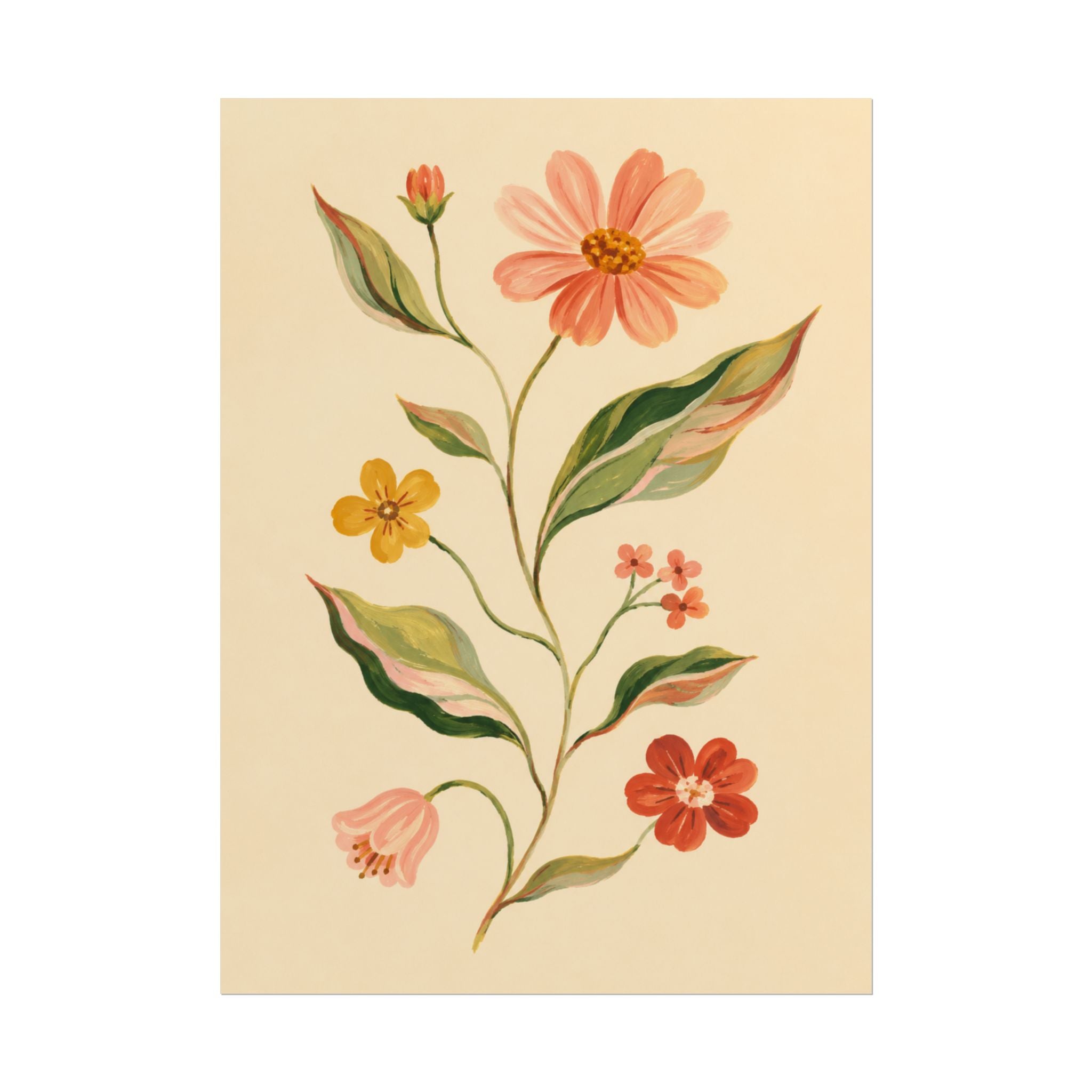 Cream Floral Stem Print