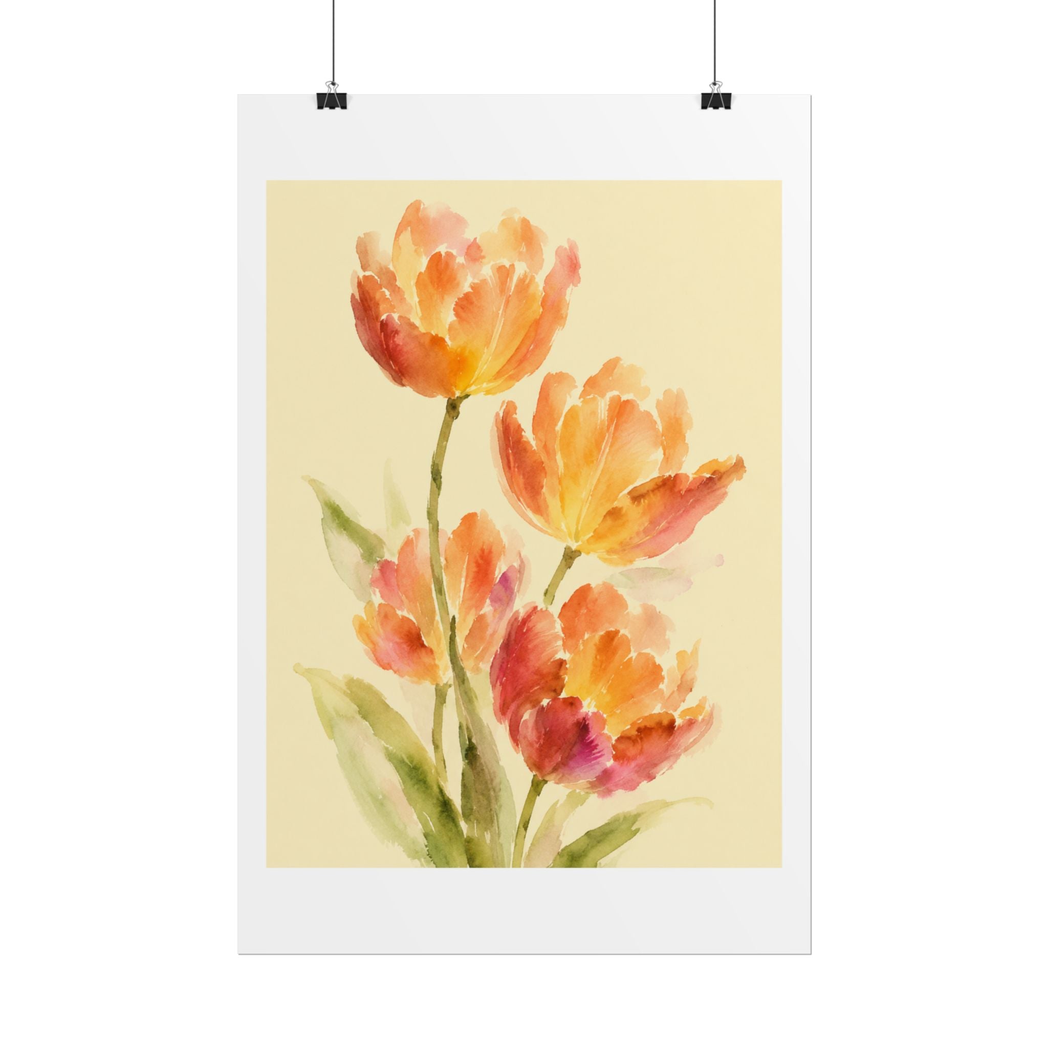 Orange Tulip Watercolor Print