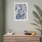 Blue Tropical Leaf Print