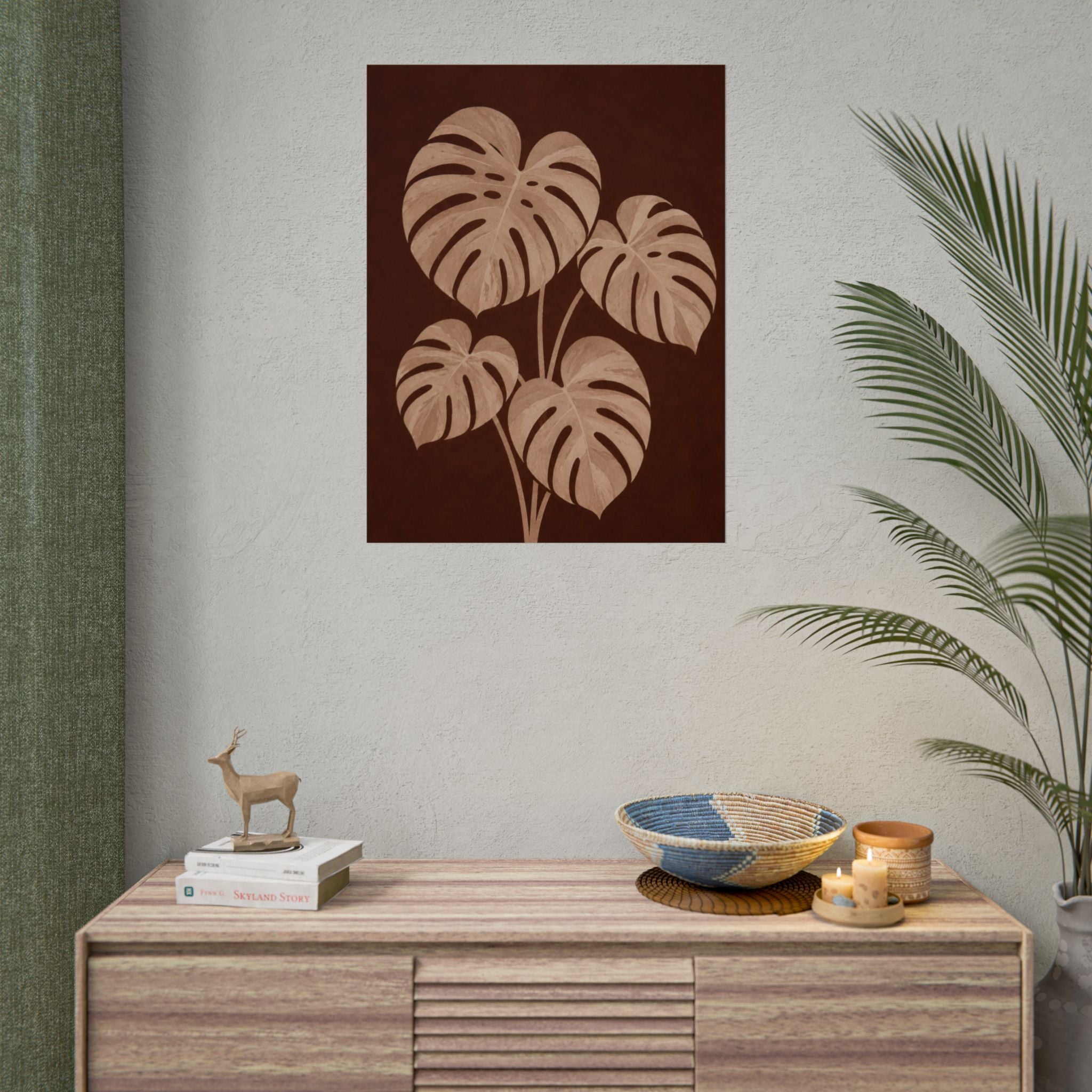 Brown Monstera Print
