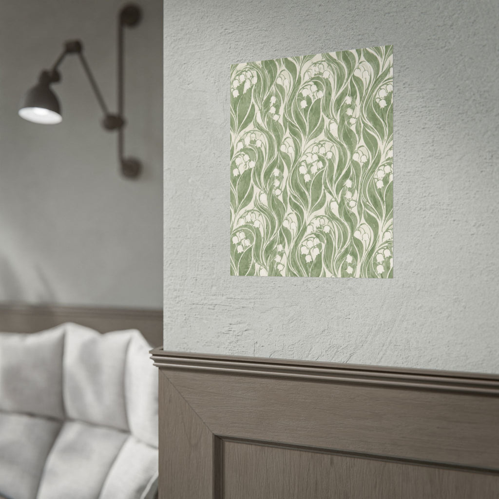 Green Lily Pattern Print