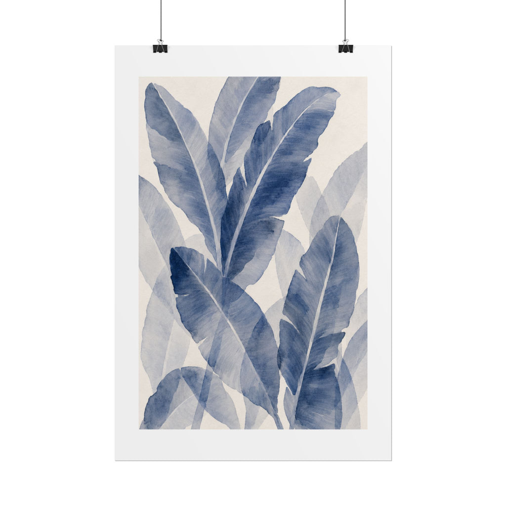 Blue Banana Leaf Print