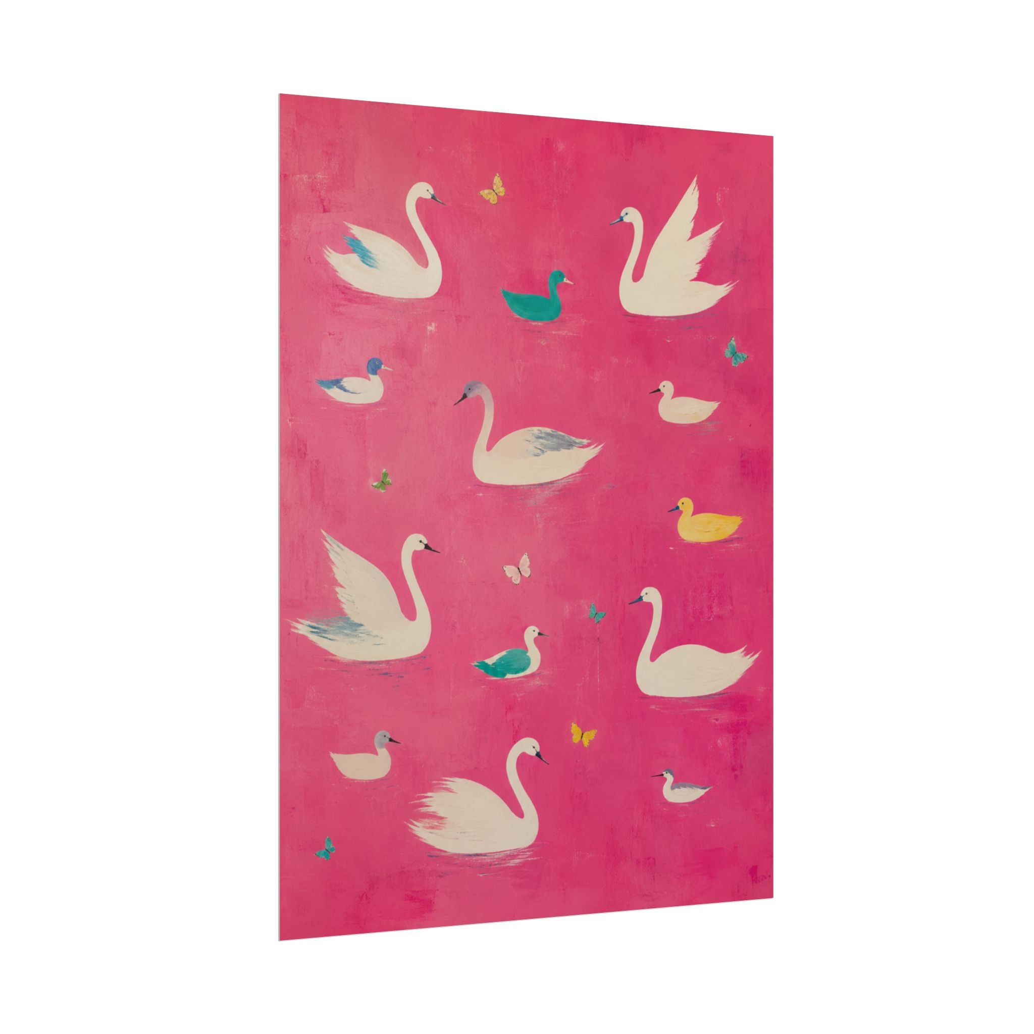 Pink Swan Pattern Print