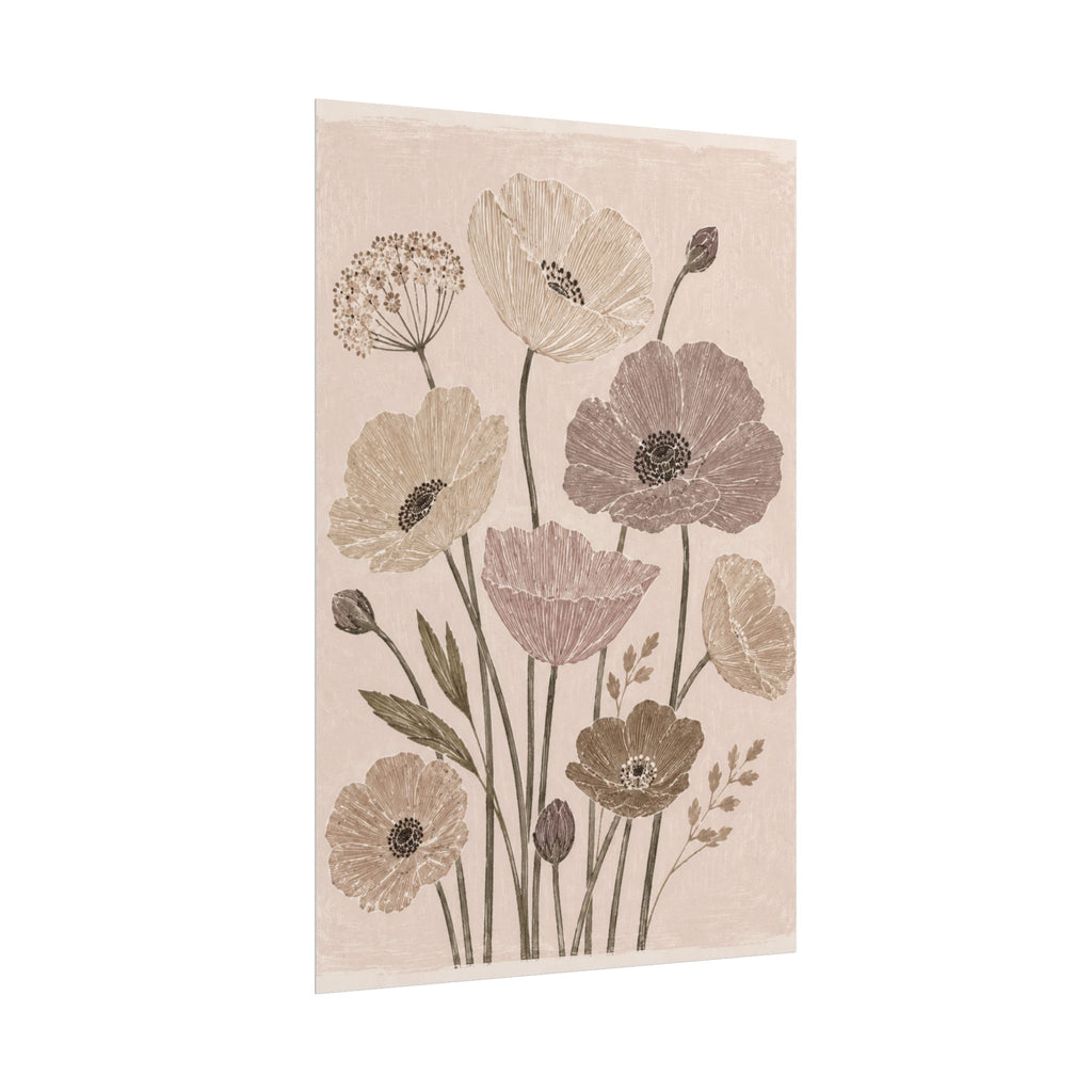 Neutral Poppy Meadow Print
