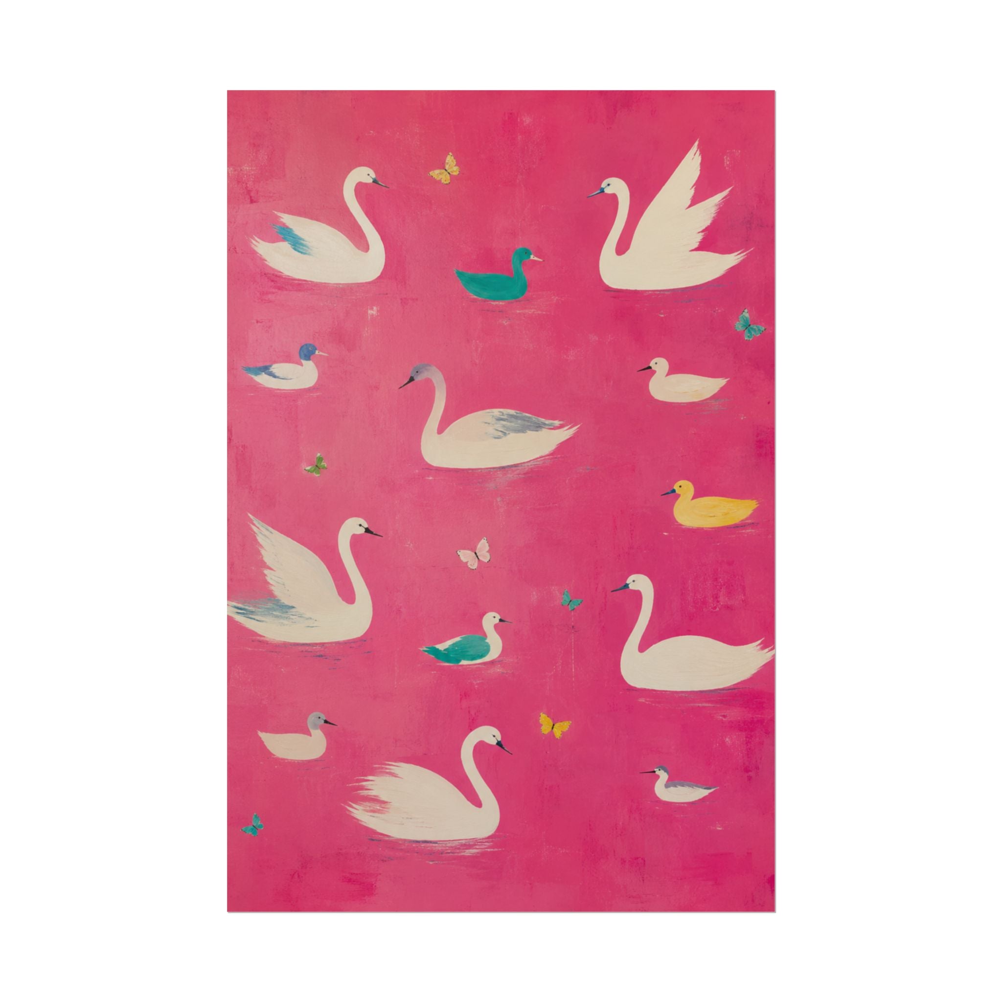 Pink Swan Pattern Print
