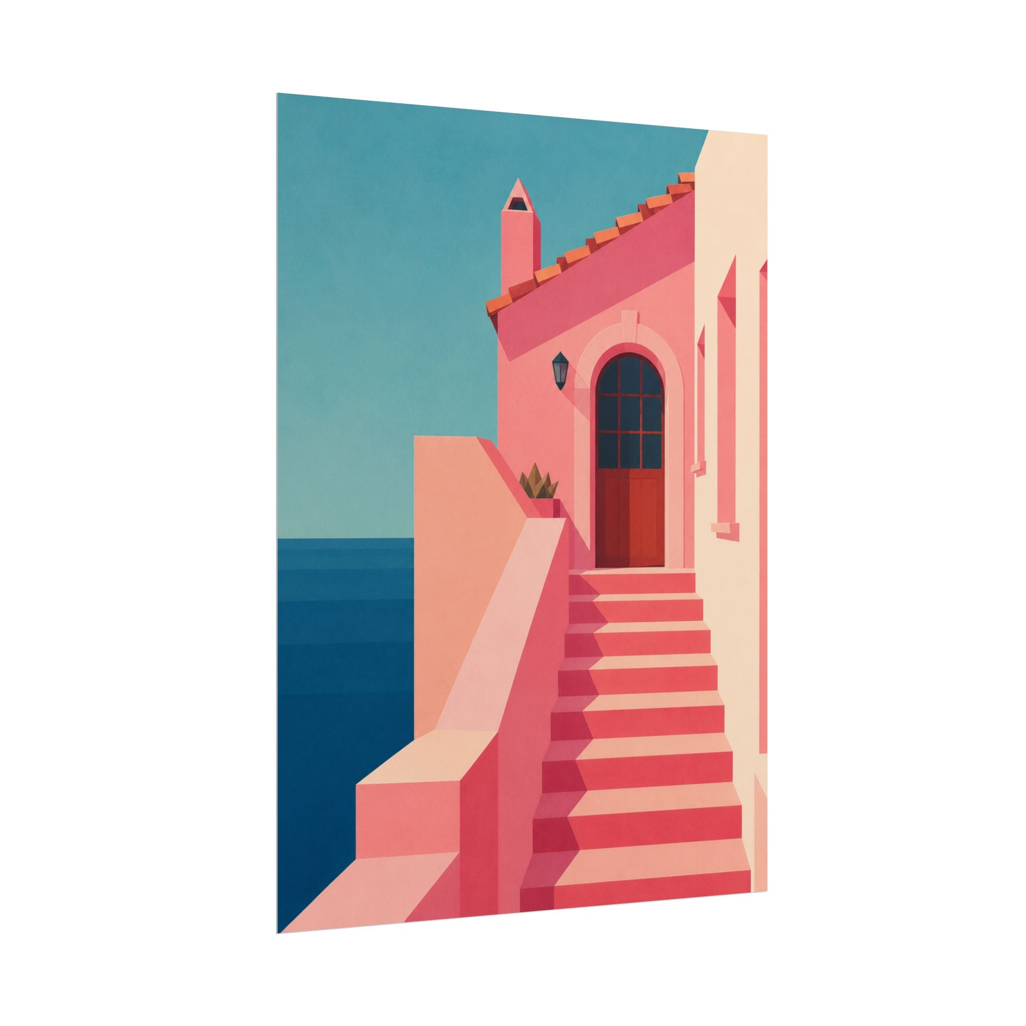 Pink Seaside Stairway Print