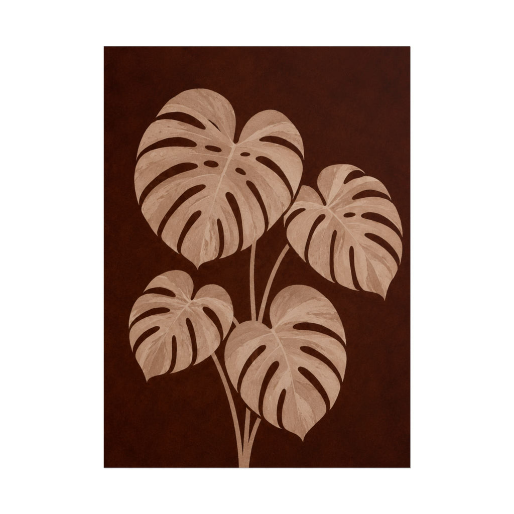 Brown Monstera Print