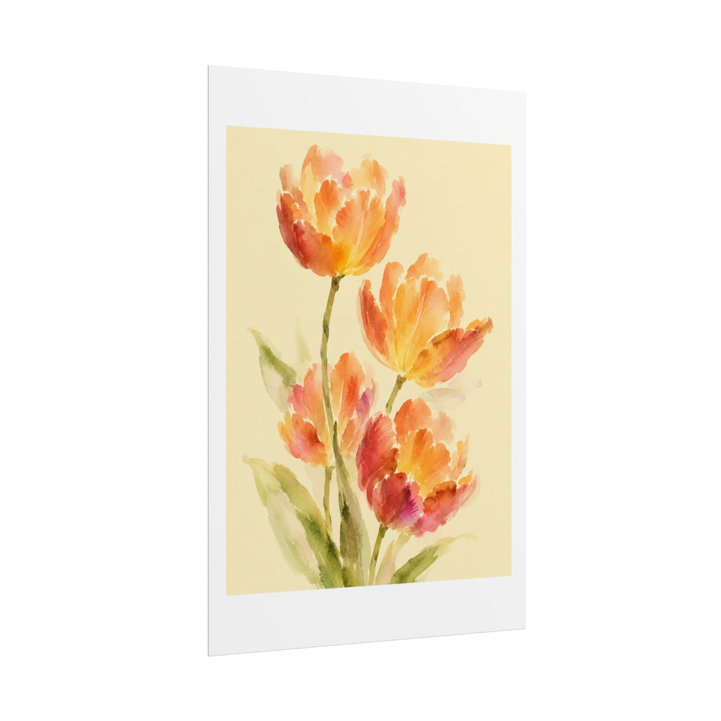 Orange Tulip Watercolor Print