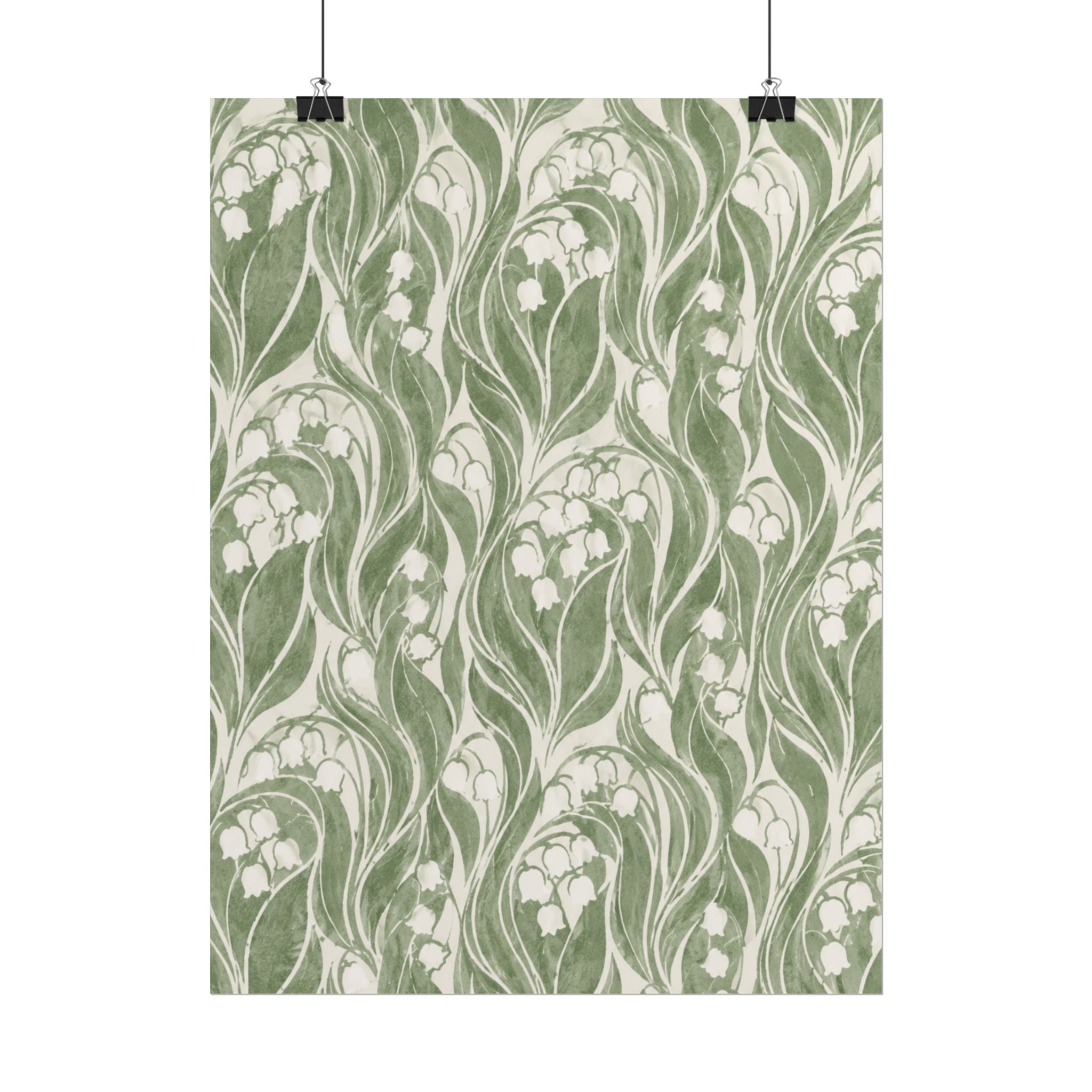 Green Lily Pattern Print