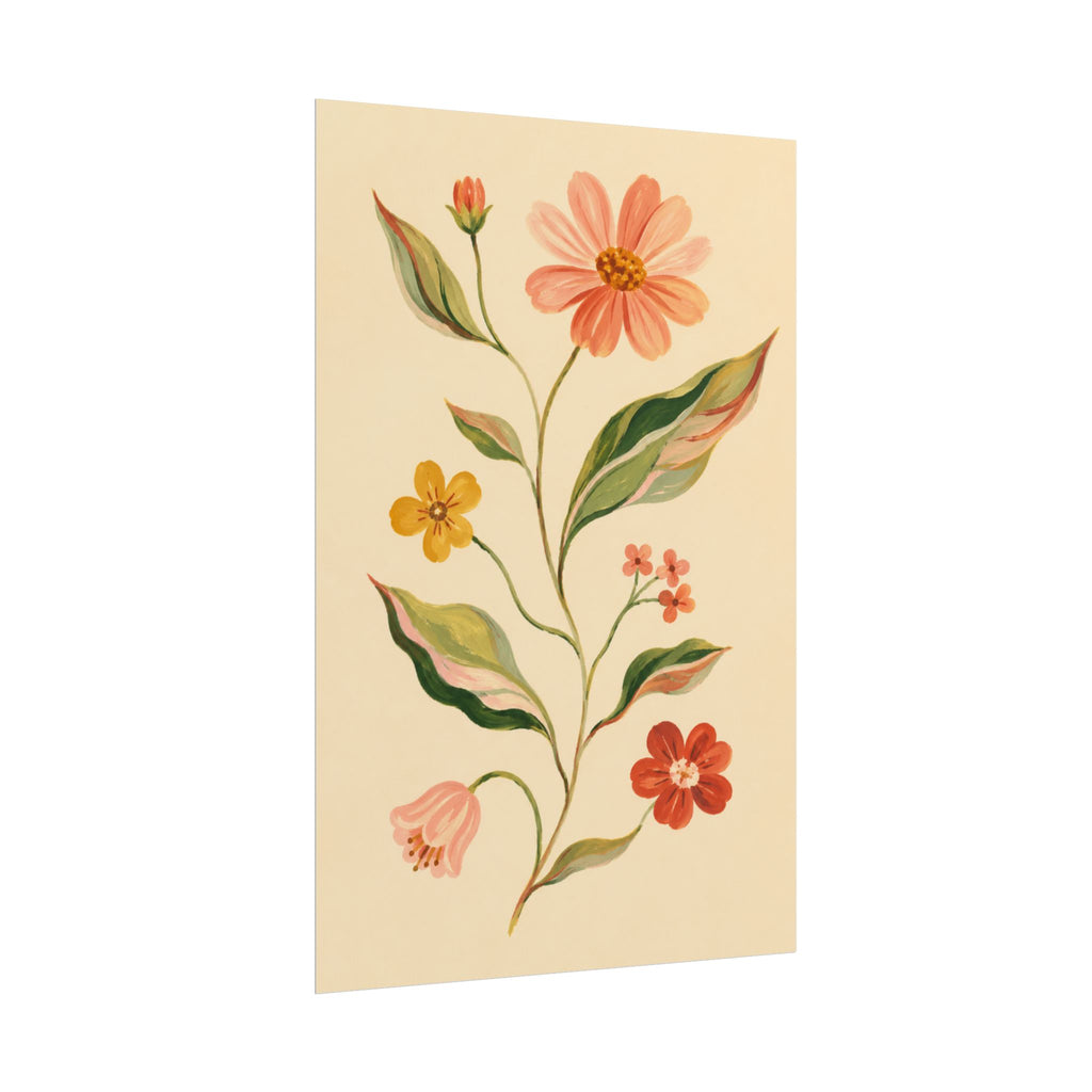 Cream Floral Stem Print