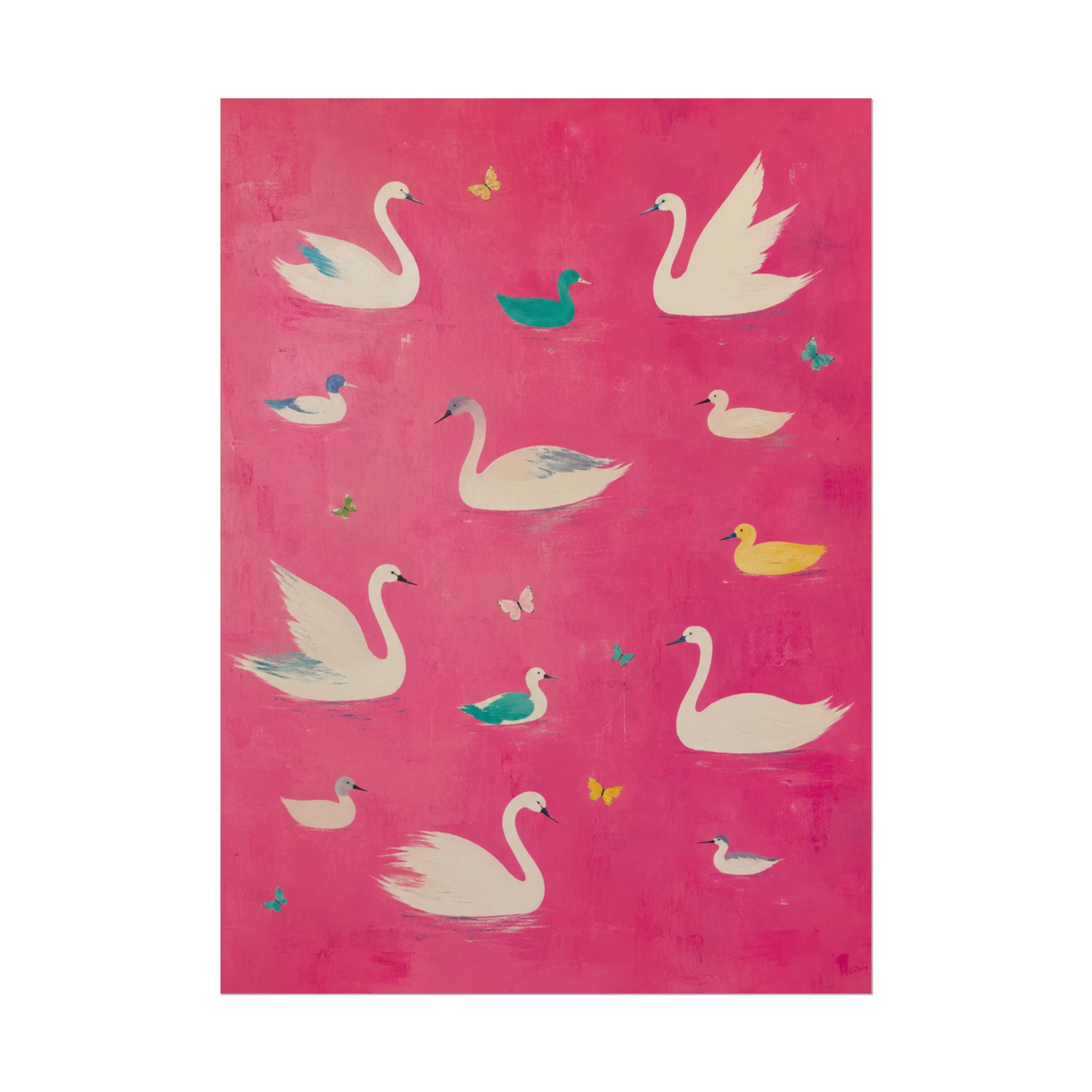 Pink Swan Pattern Print