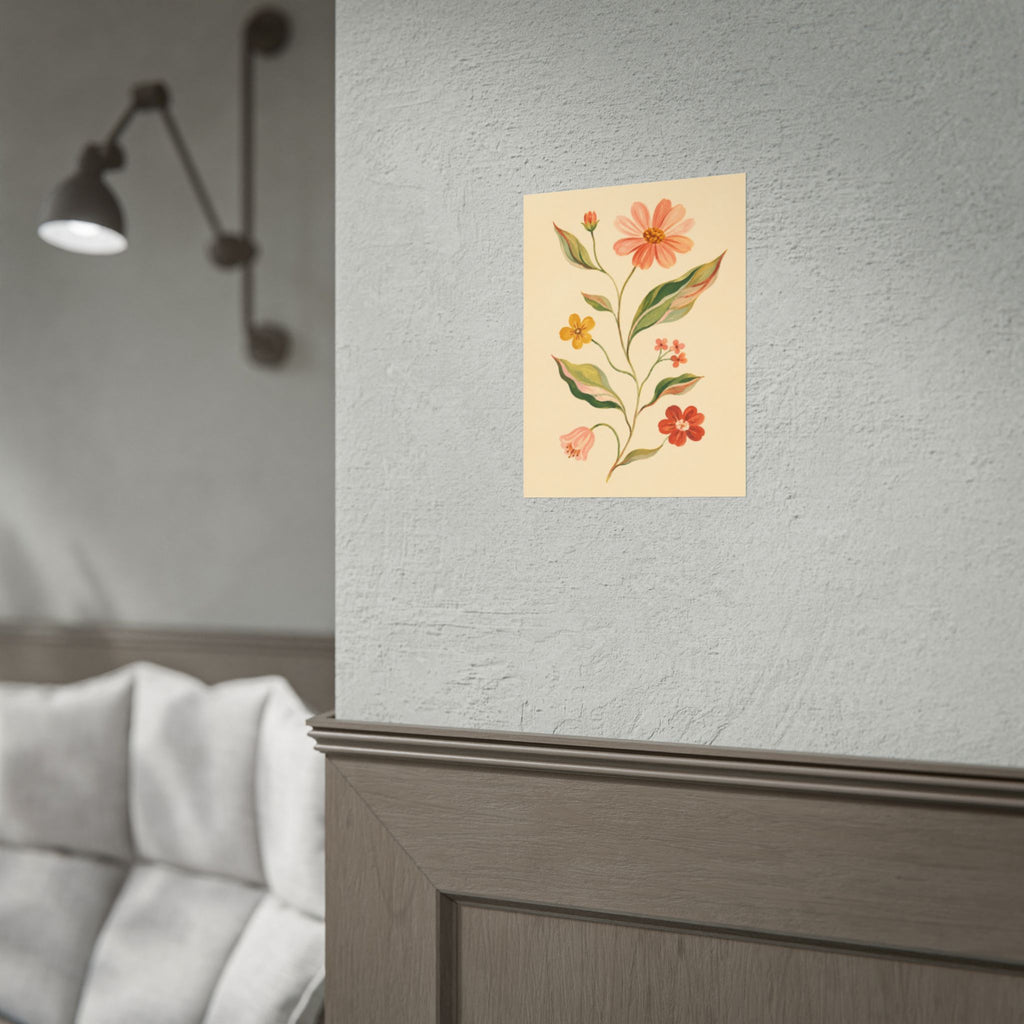 Cream Floral Stem Print