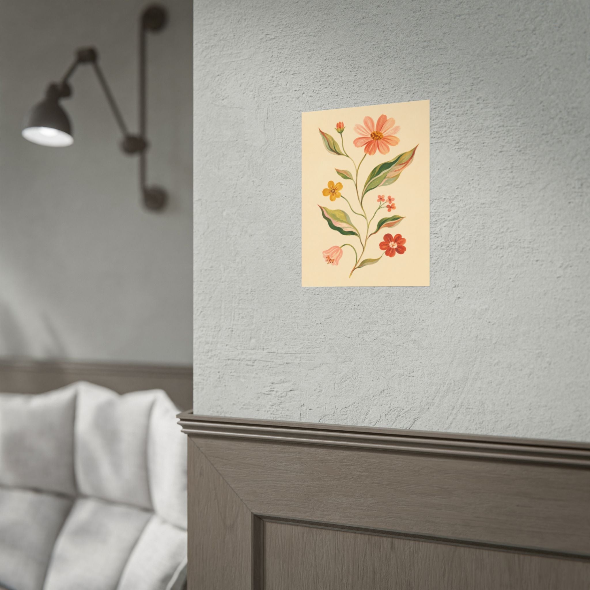 Cream Floral Stem Print