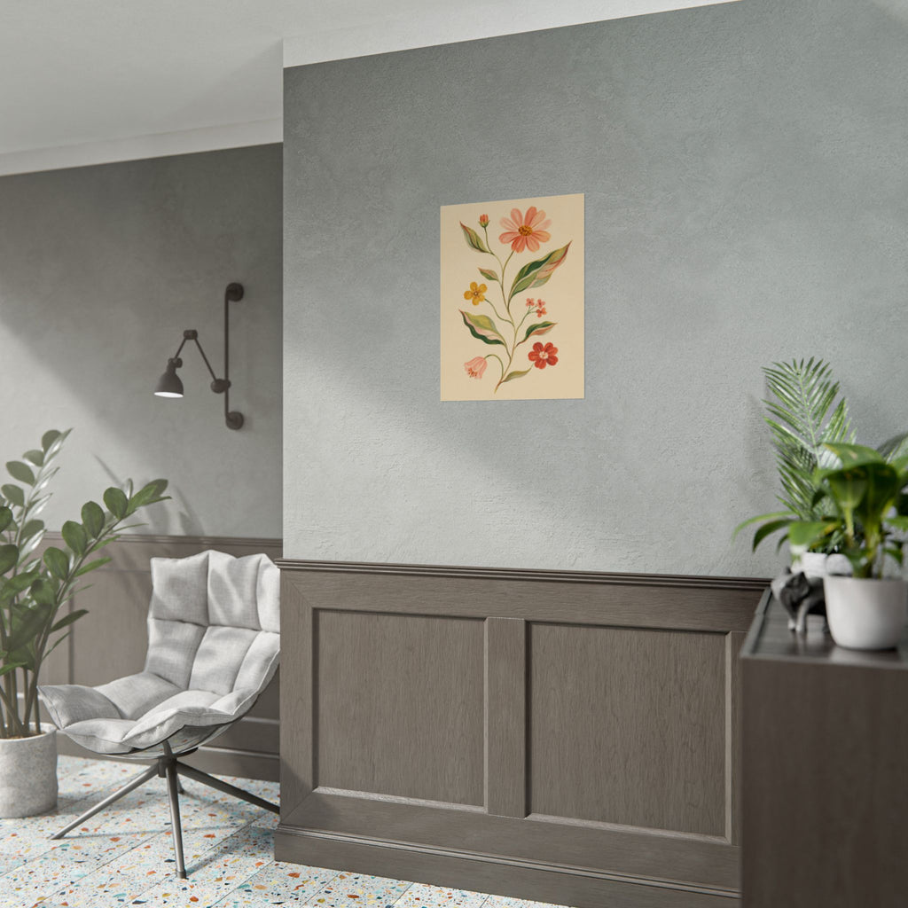 Cream Floral Stem Print