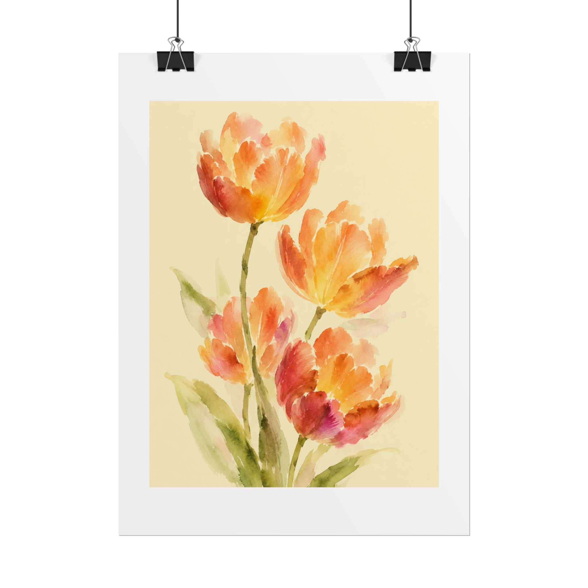 Orange Tulip Watercolor Print