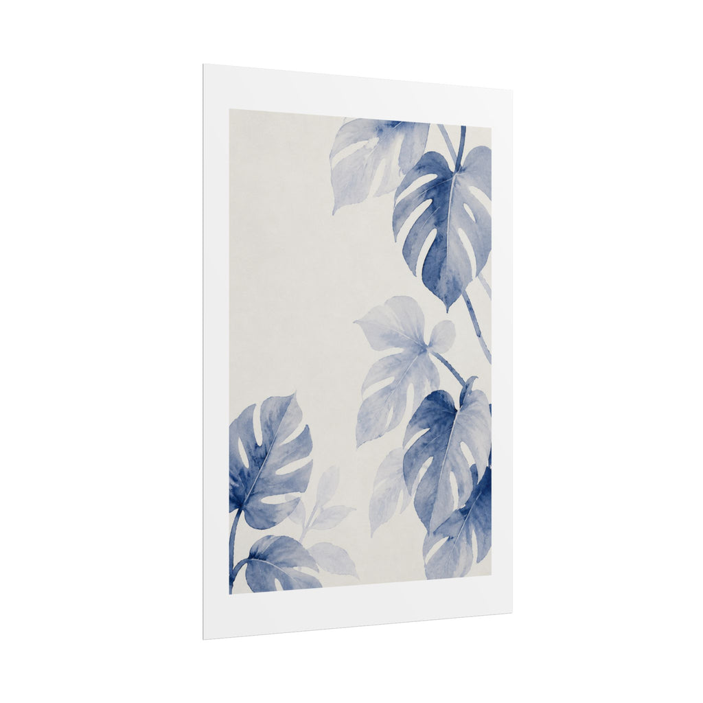 Blue Monstera Watercolor Print