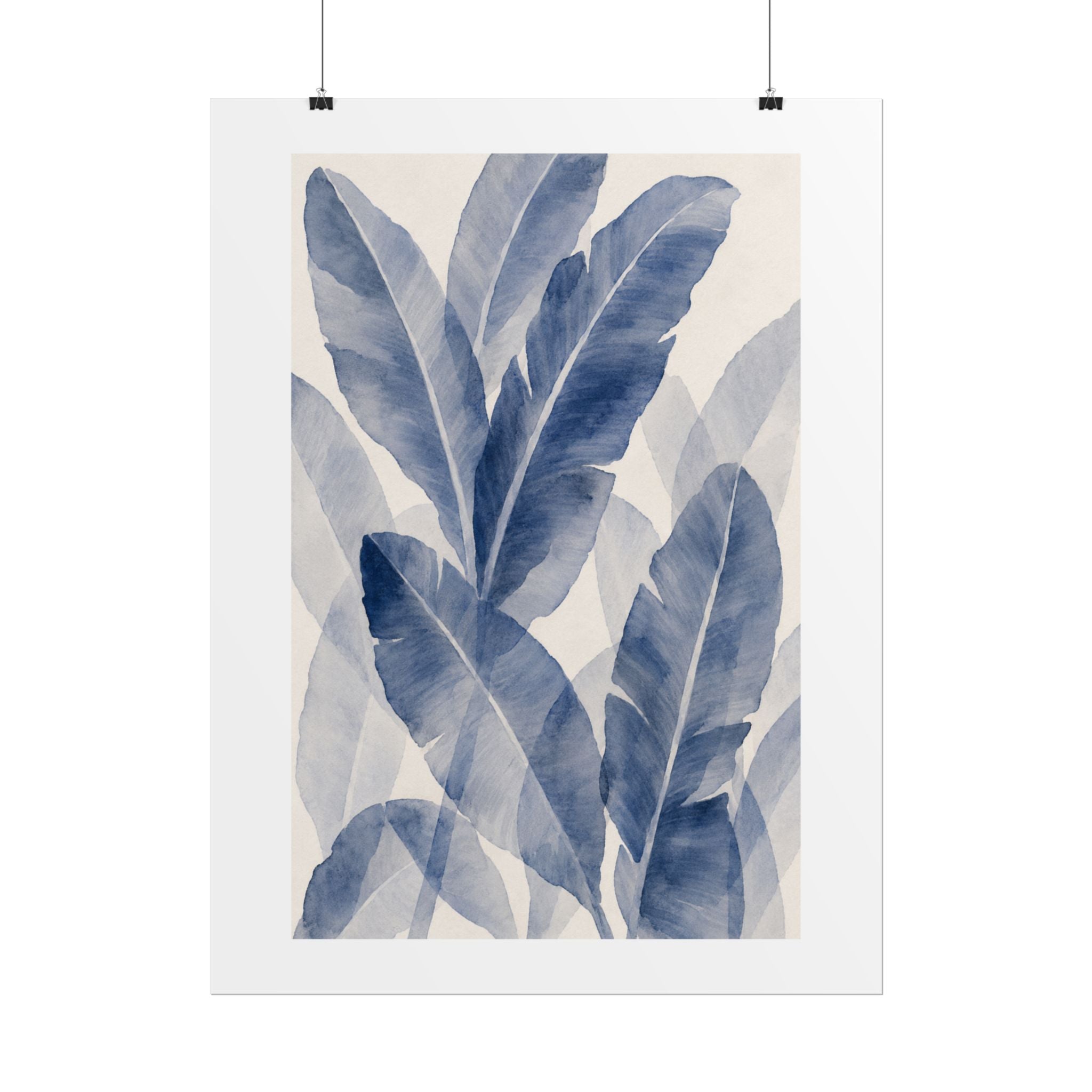Blue Banana Leaf Print