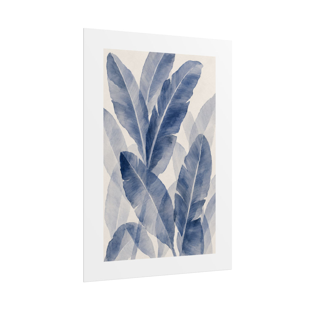 Blue Banana Leaf Print