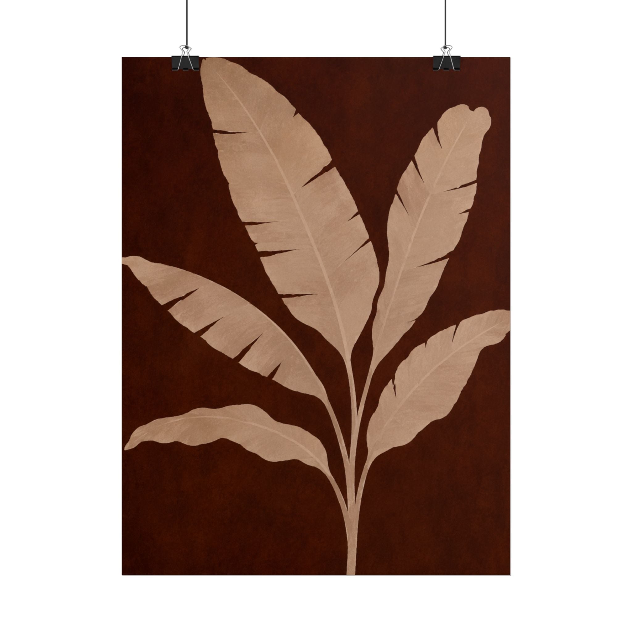 Brown Banana Leaf Print