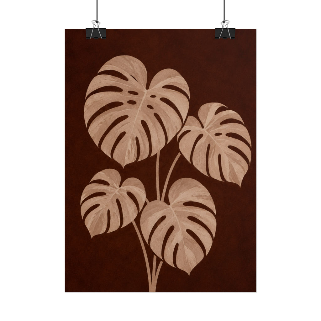 Brown Monstera Print