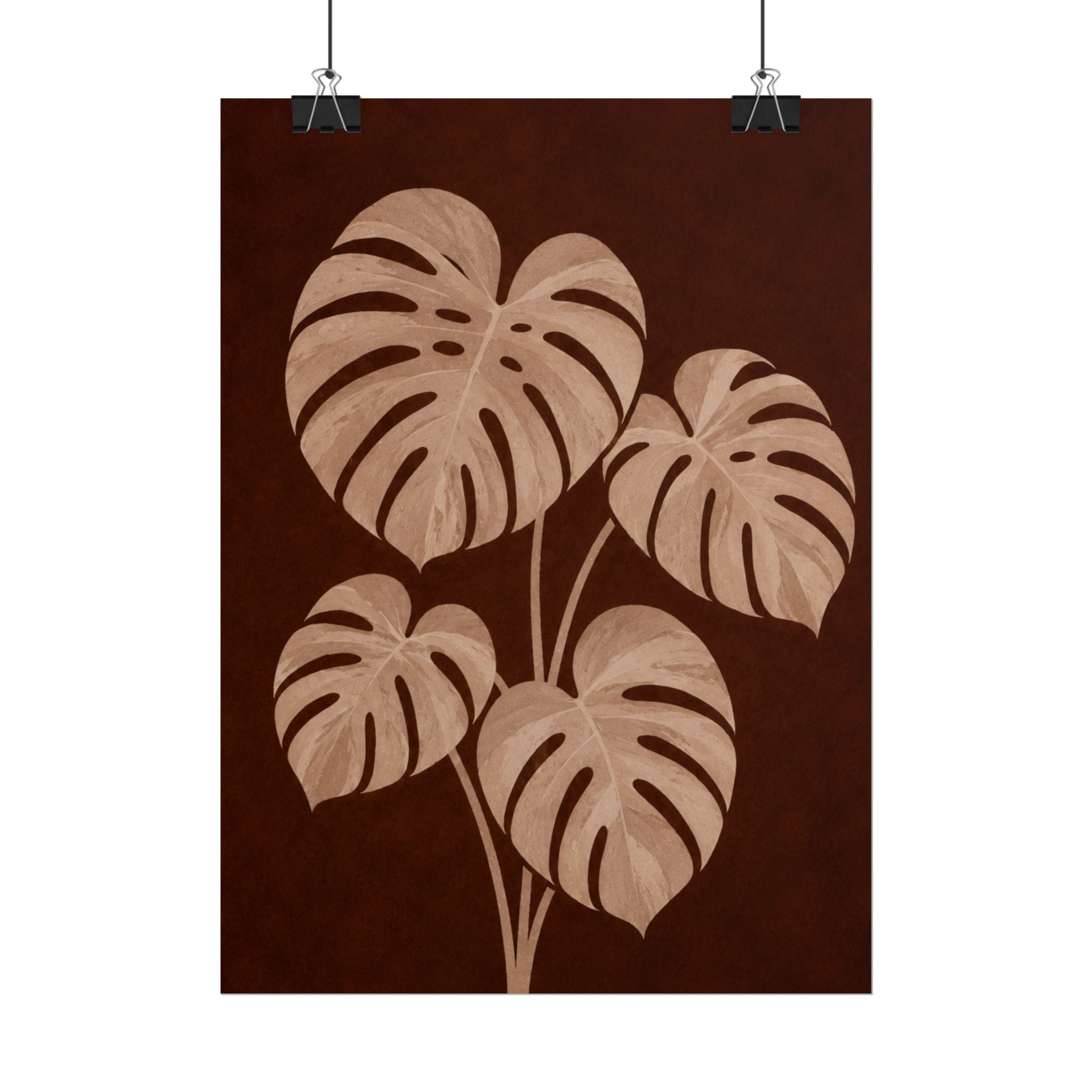 Brown Monstera Print