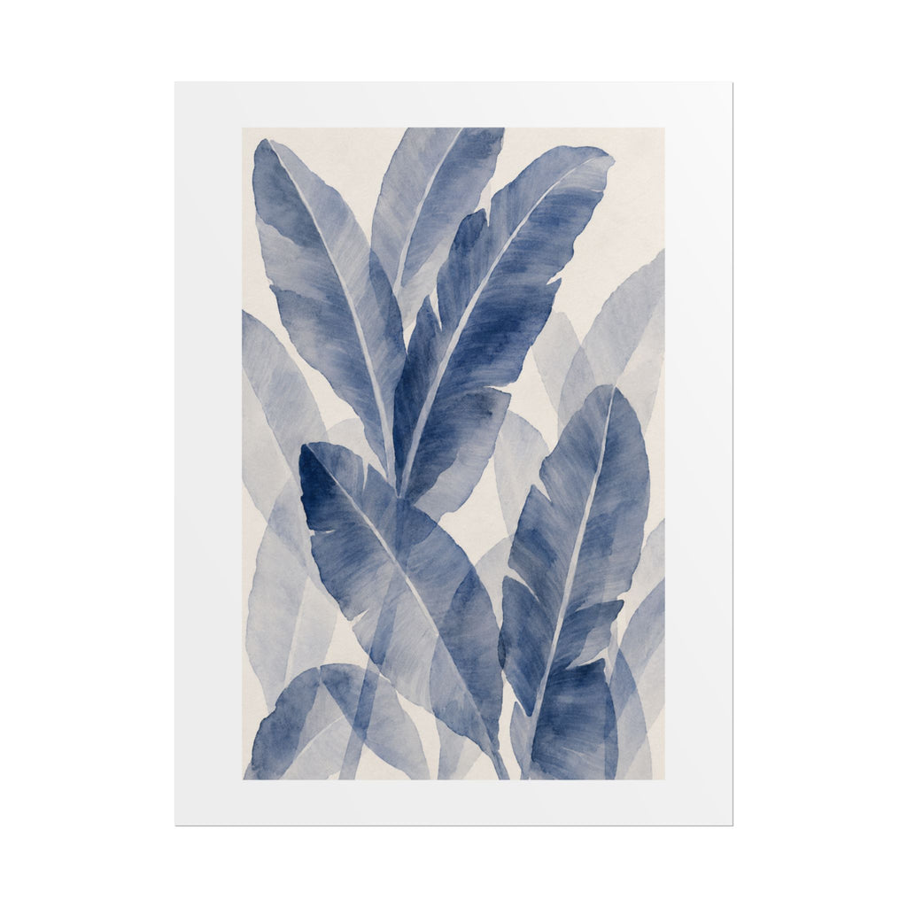 Blue Banana Leaf Print