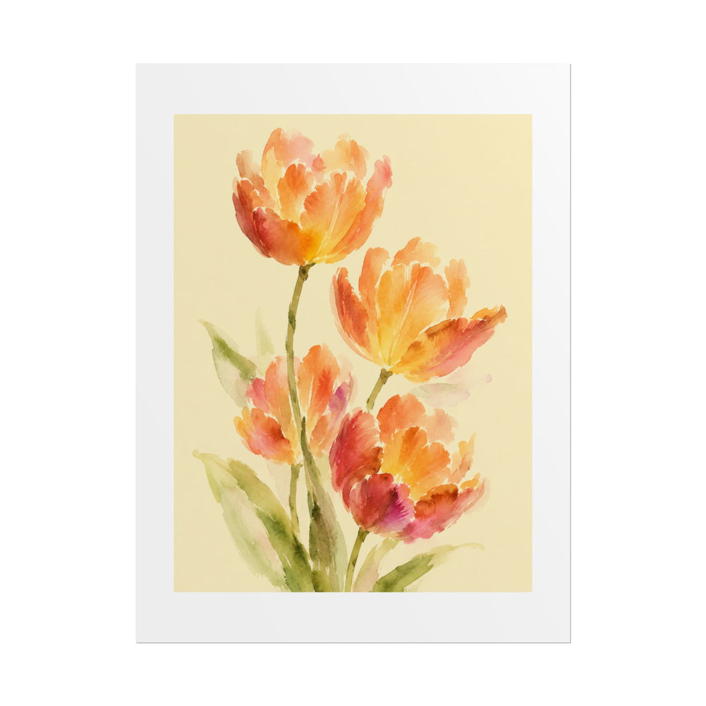 Orange Tulip Watercolor Print