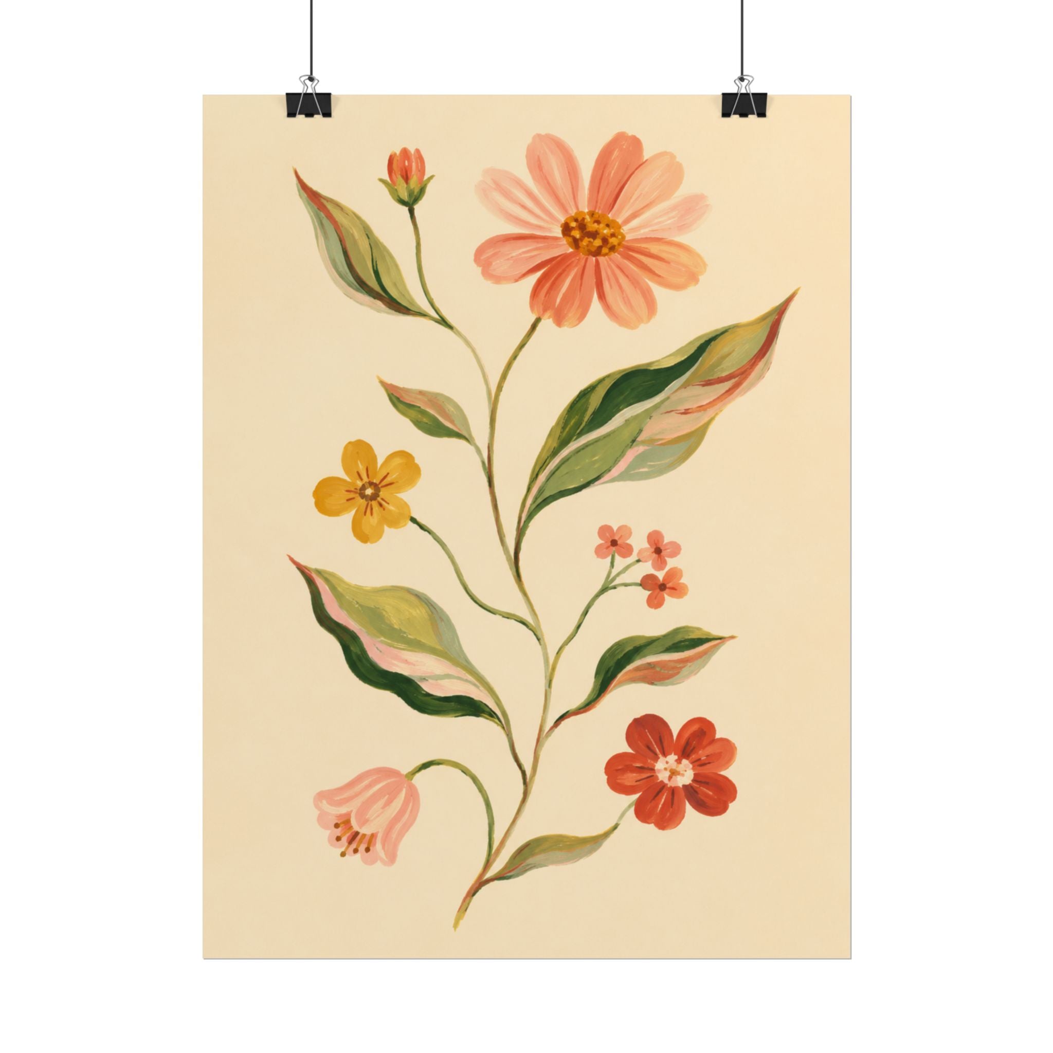 Cream Floral Stem Print