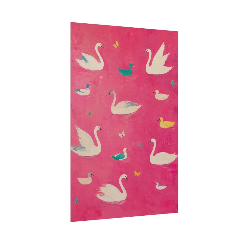 Pink Swan Pattern Print