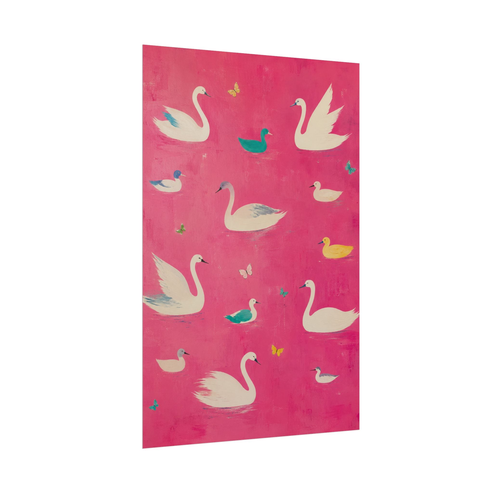 Pink Swan Pattern Print