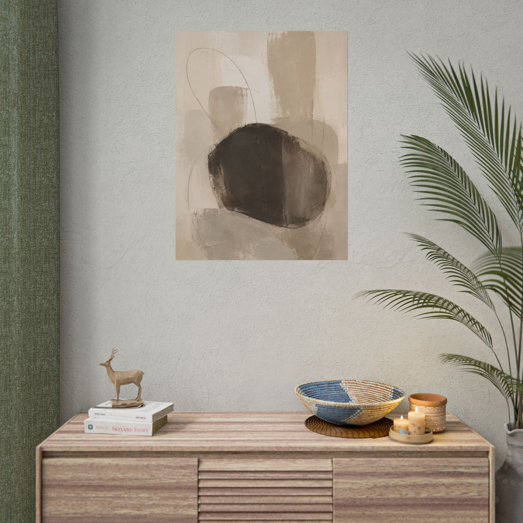 Charcoal Neutral Abstract Print