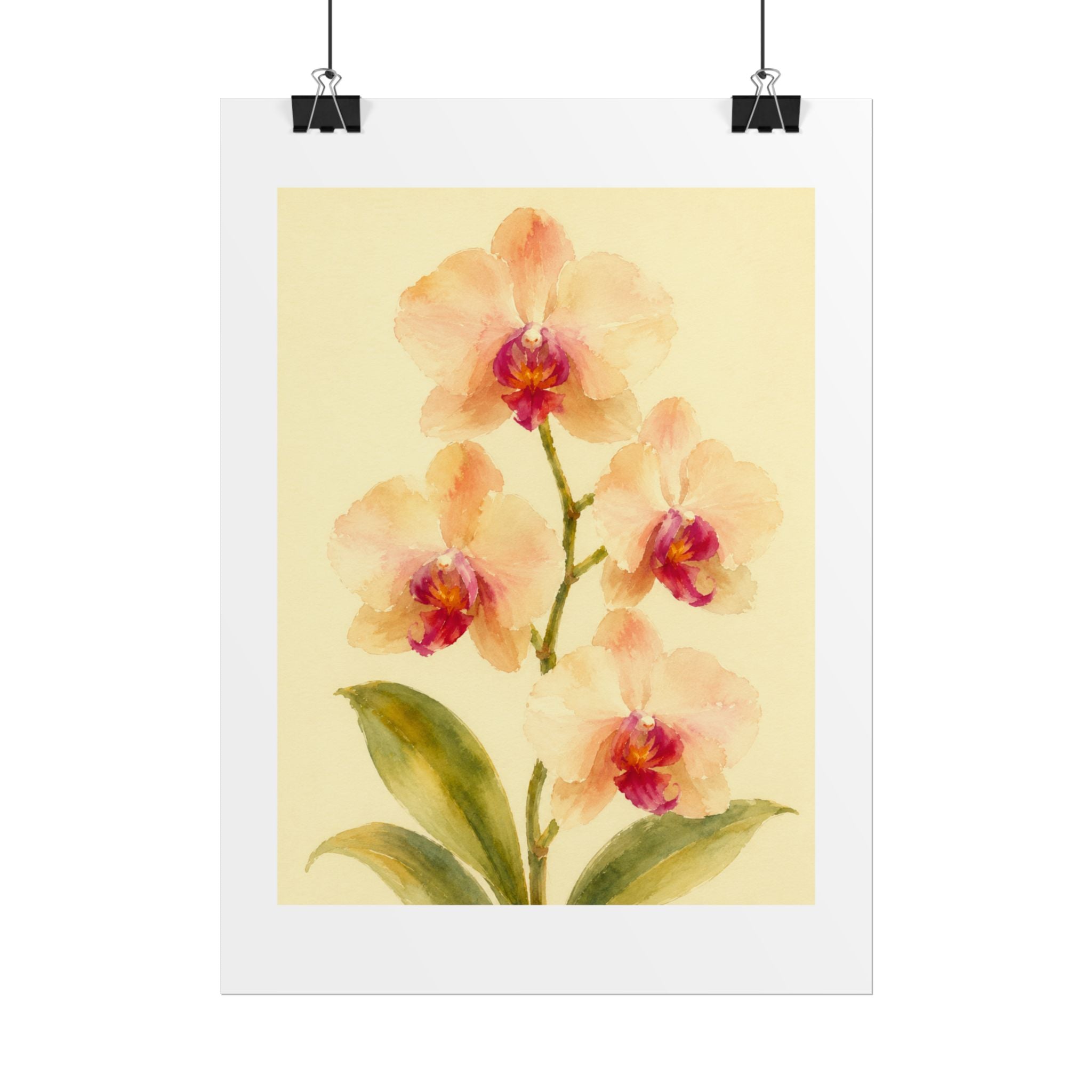 Peach Orchid Watercolor Print