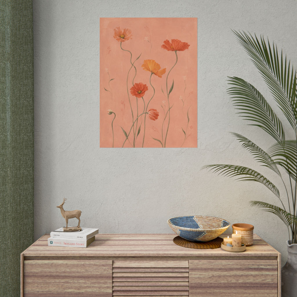 Coral Wildflower Print