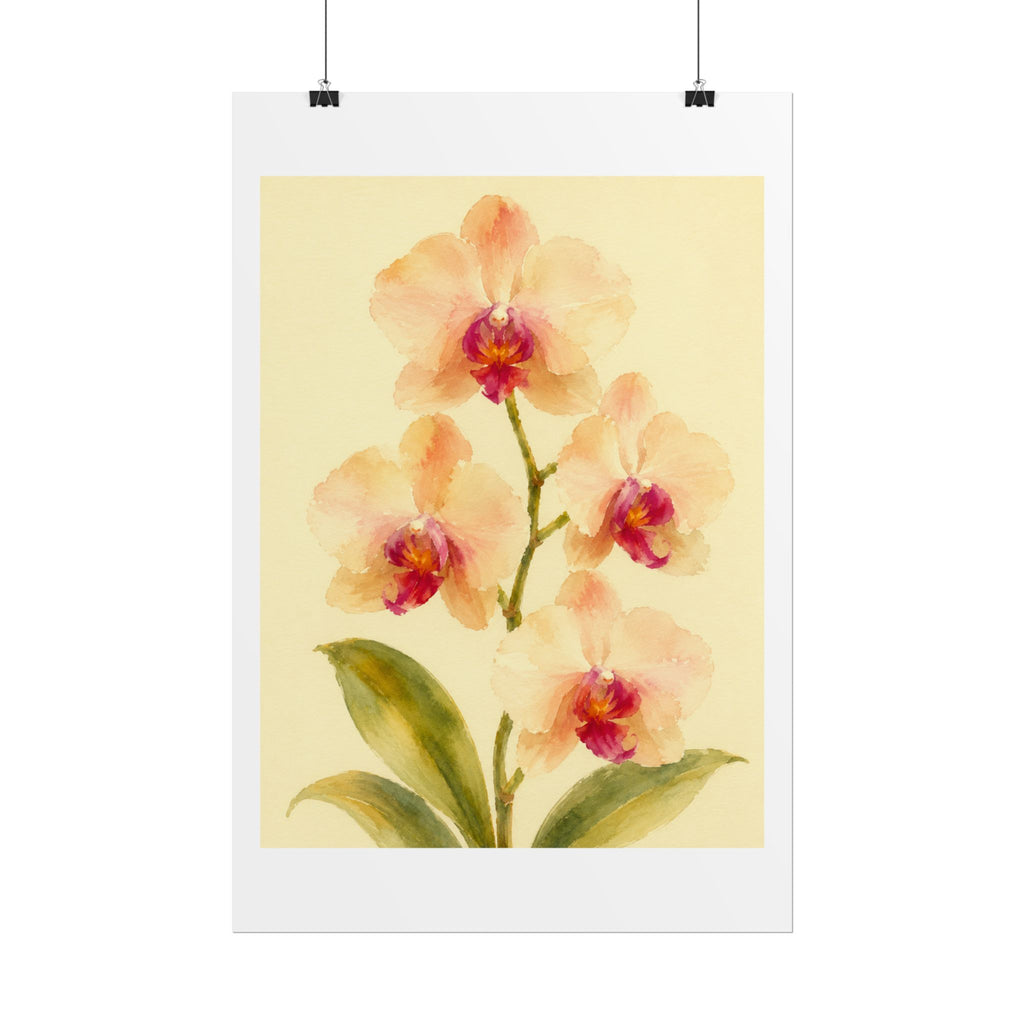 Peach Orchid Watercolor Print