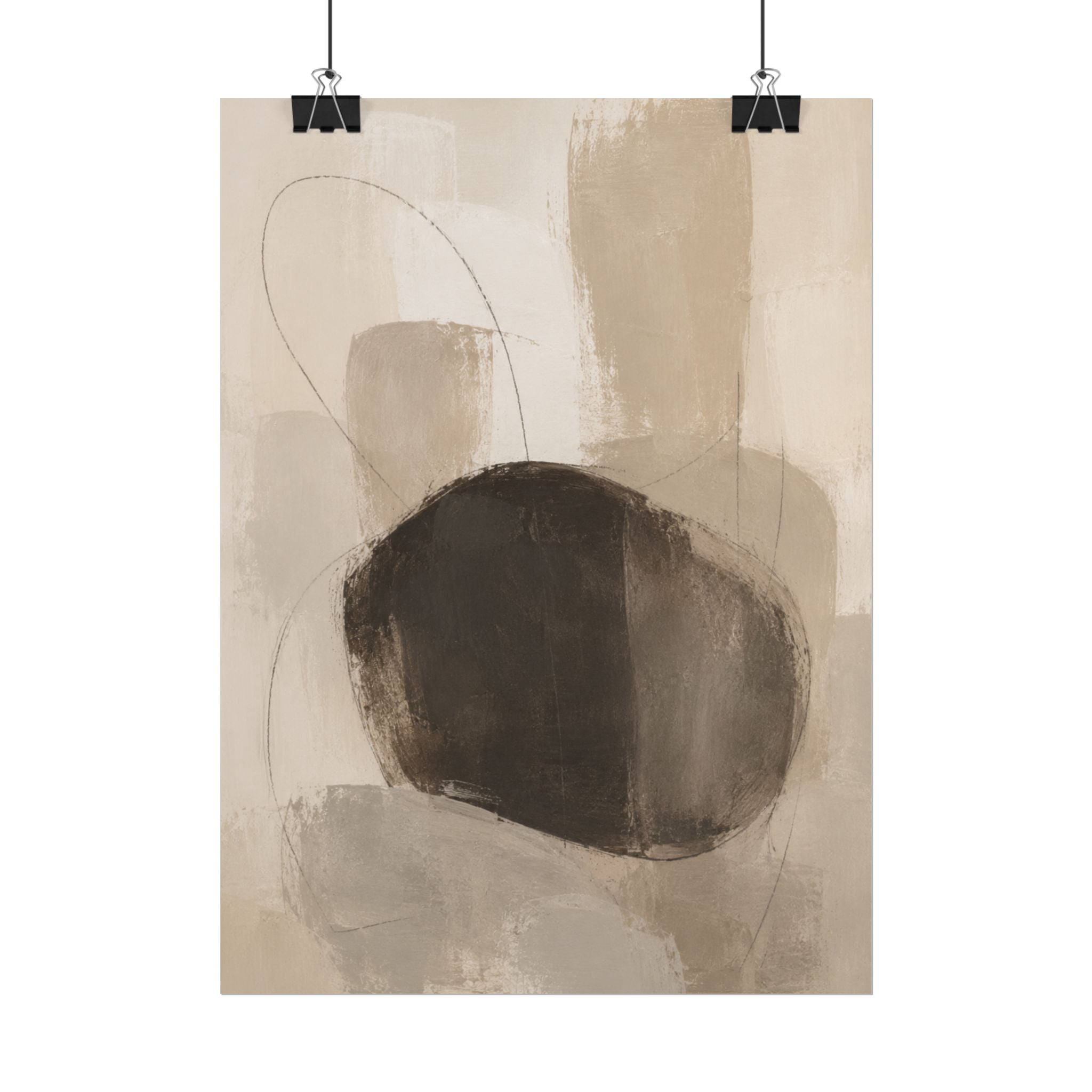 Charcoal Neutral Abstract Print