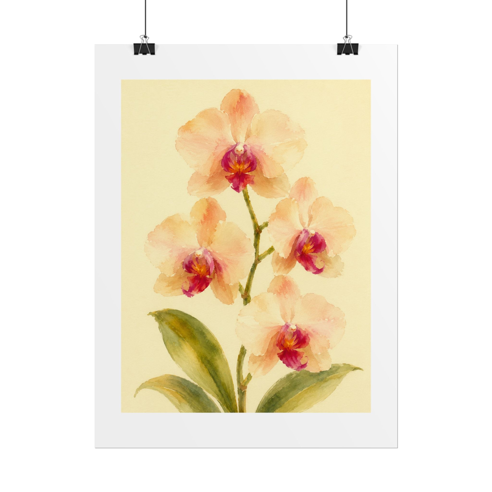 Peach Orchid Watercolor Print