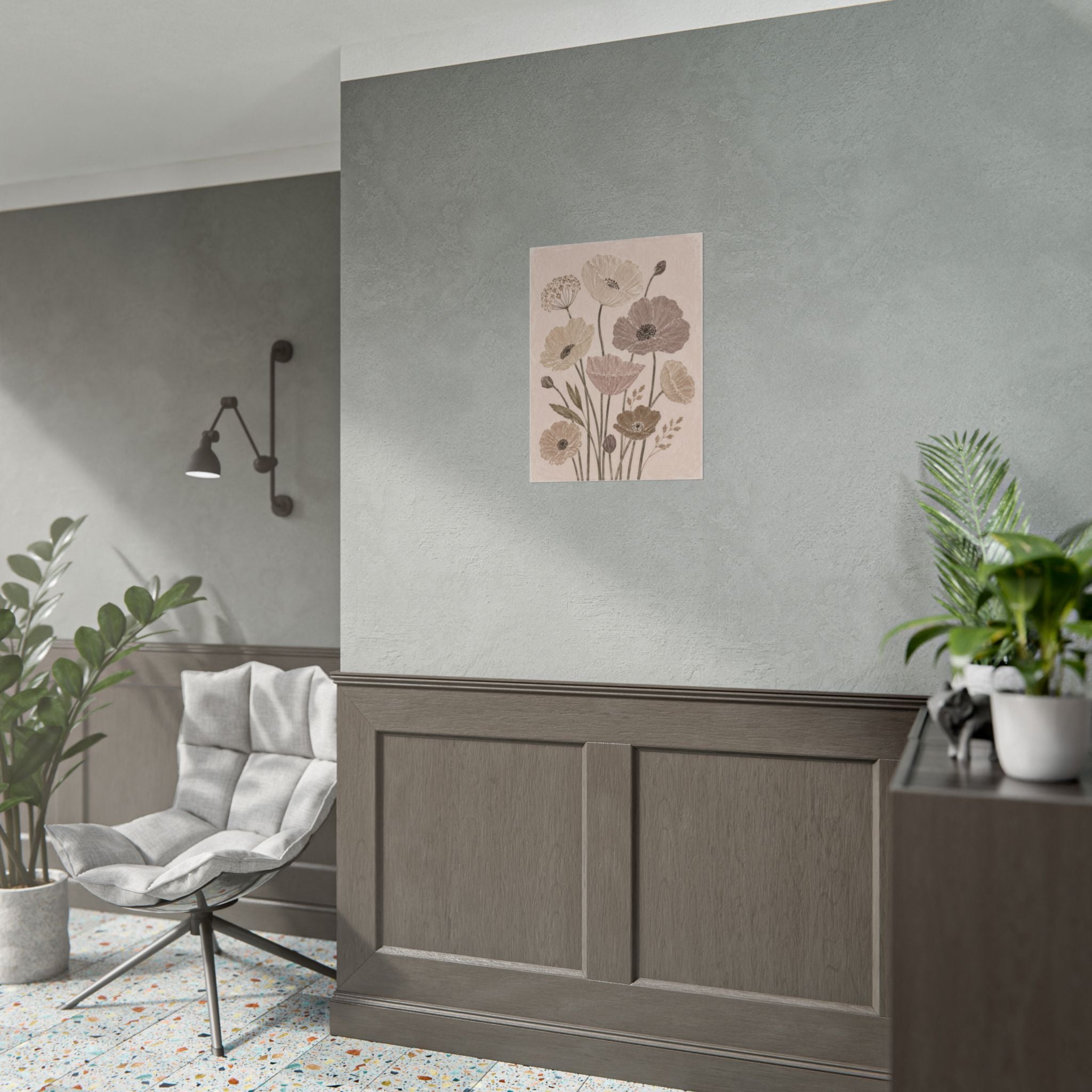Neutral Poppy Meadow Print