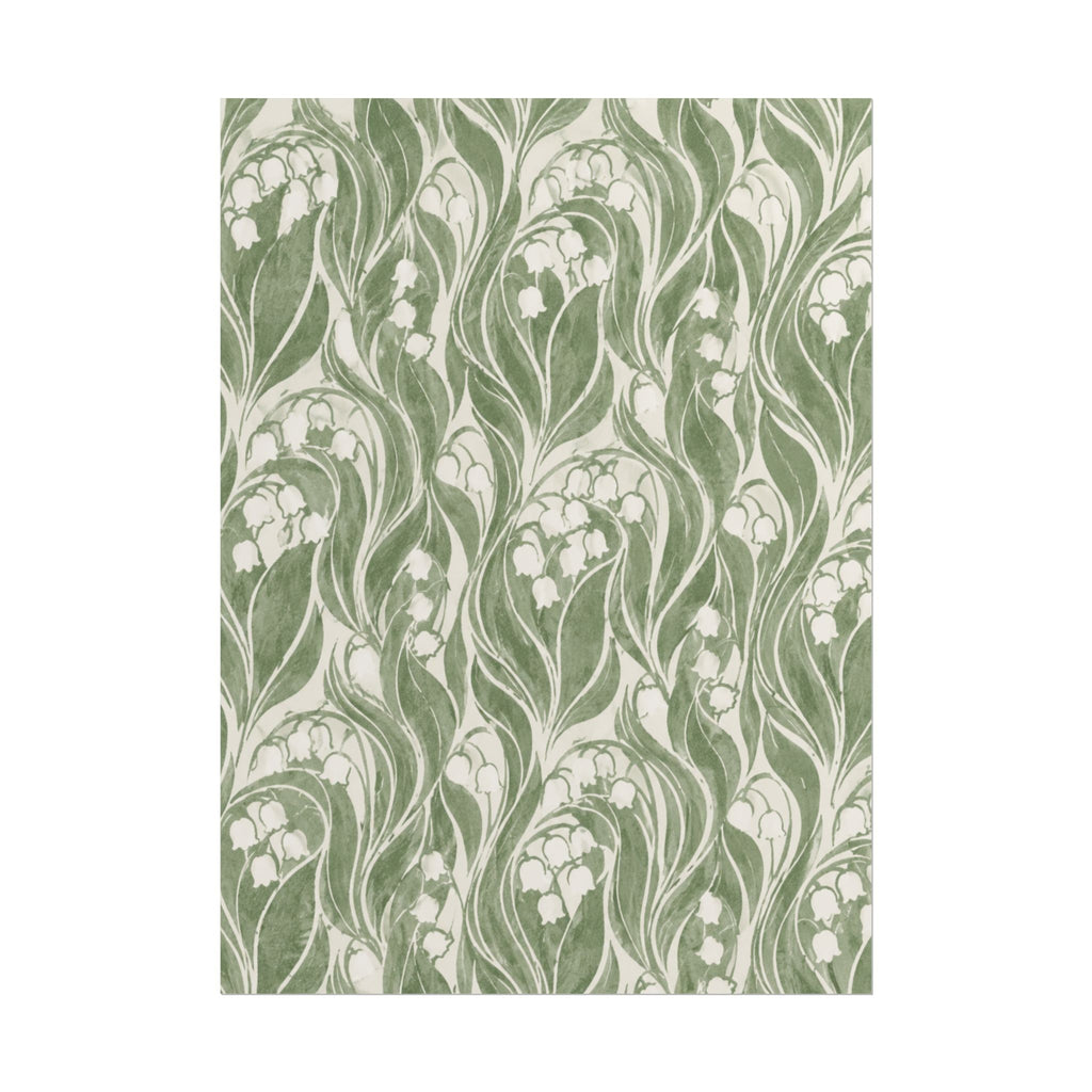 Green Lily Pattern Print