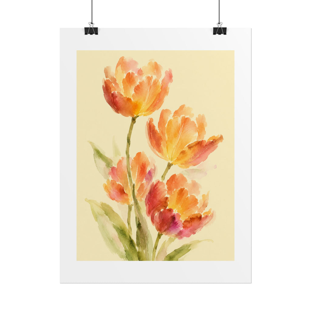 Orange Tulip Watercolor Print