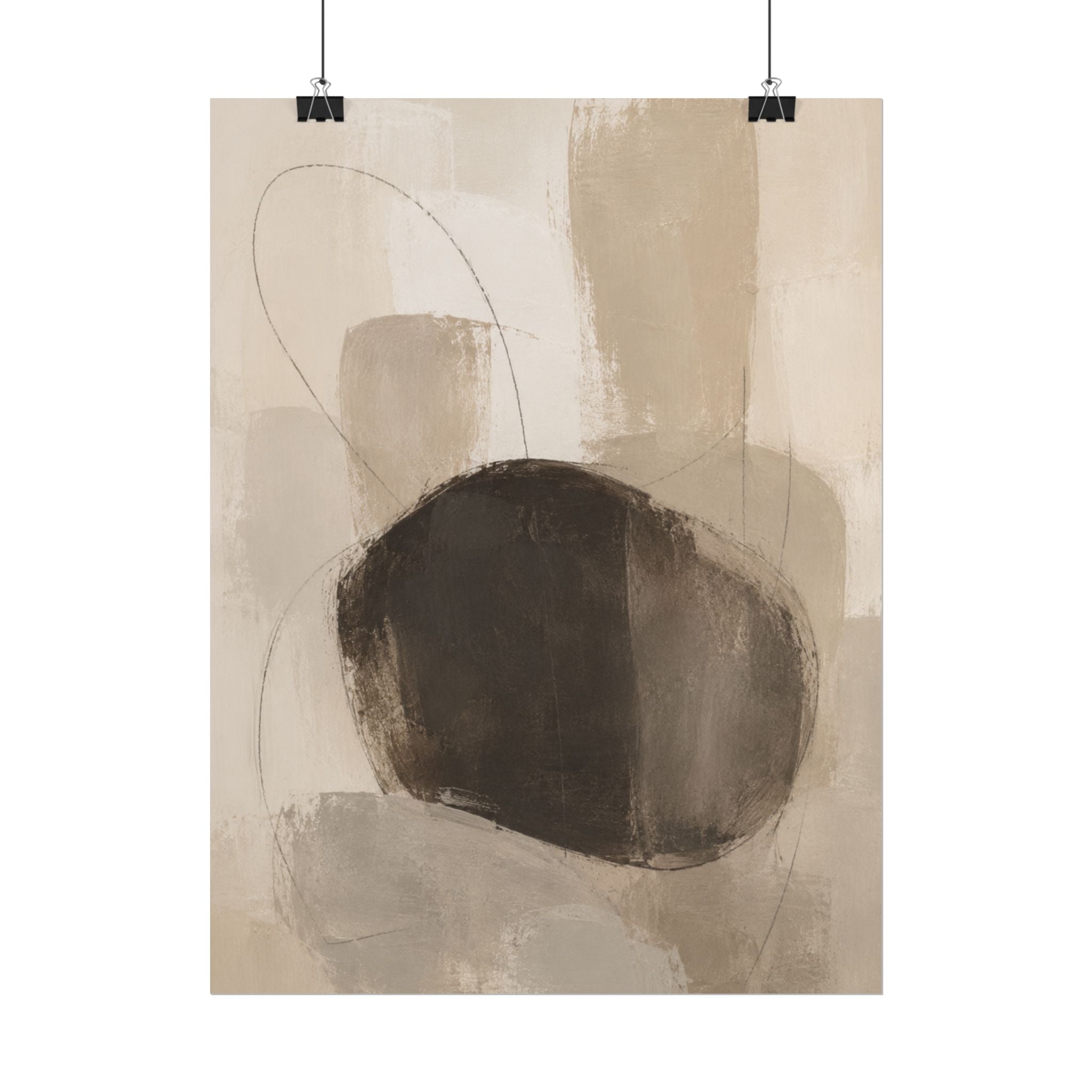 Charcoal Neutral Abstract Print