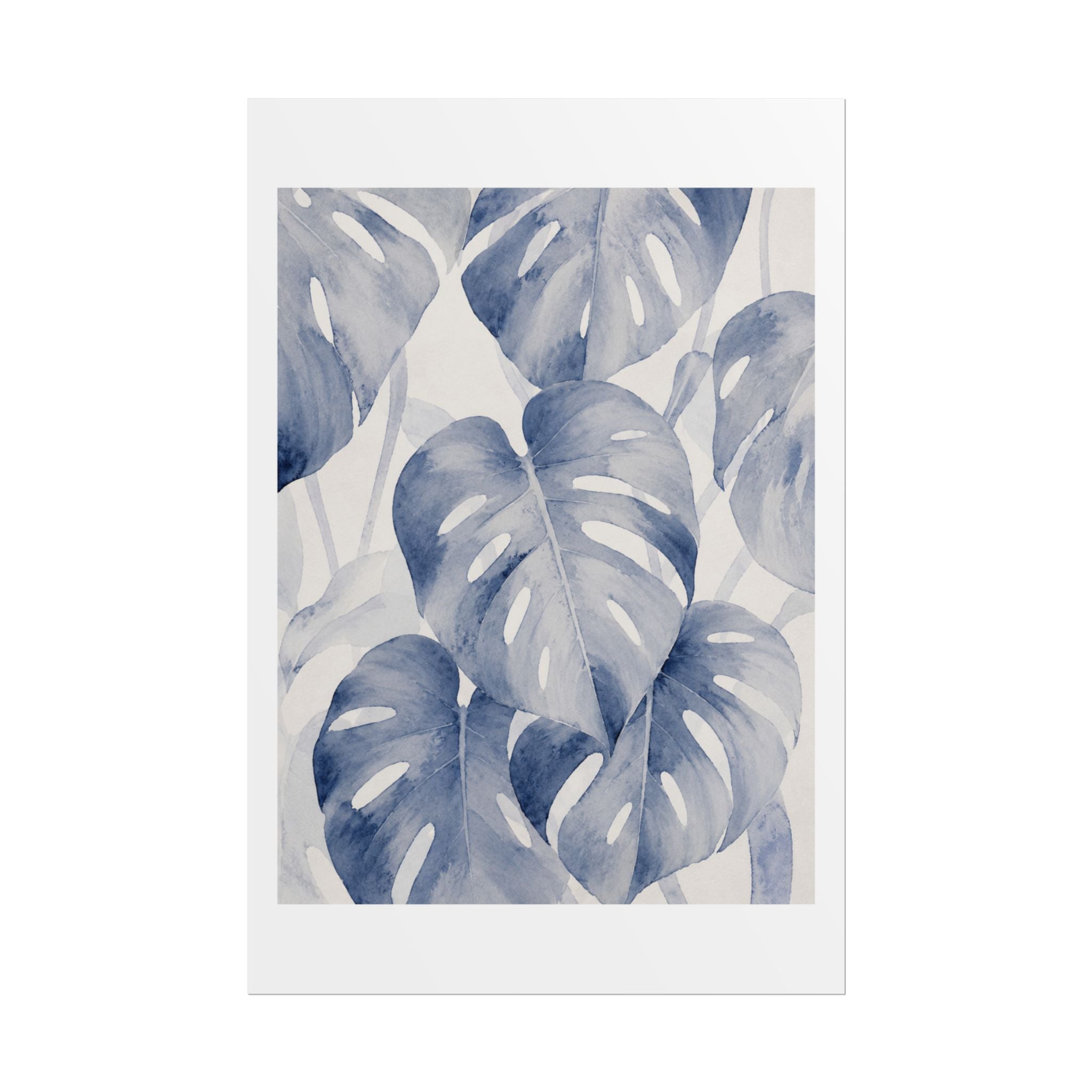 Blue Tropical Leaf Print