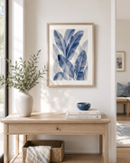 Blue Banana Leaf Print