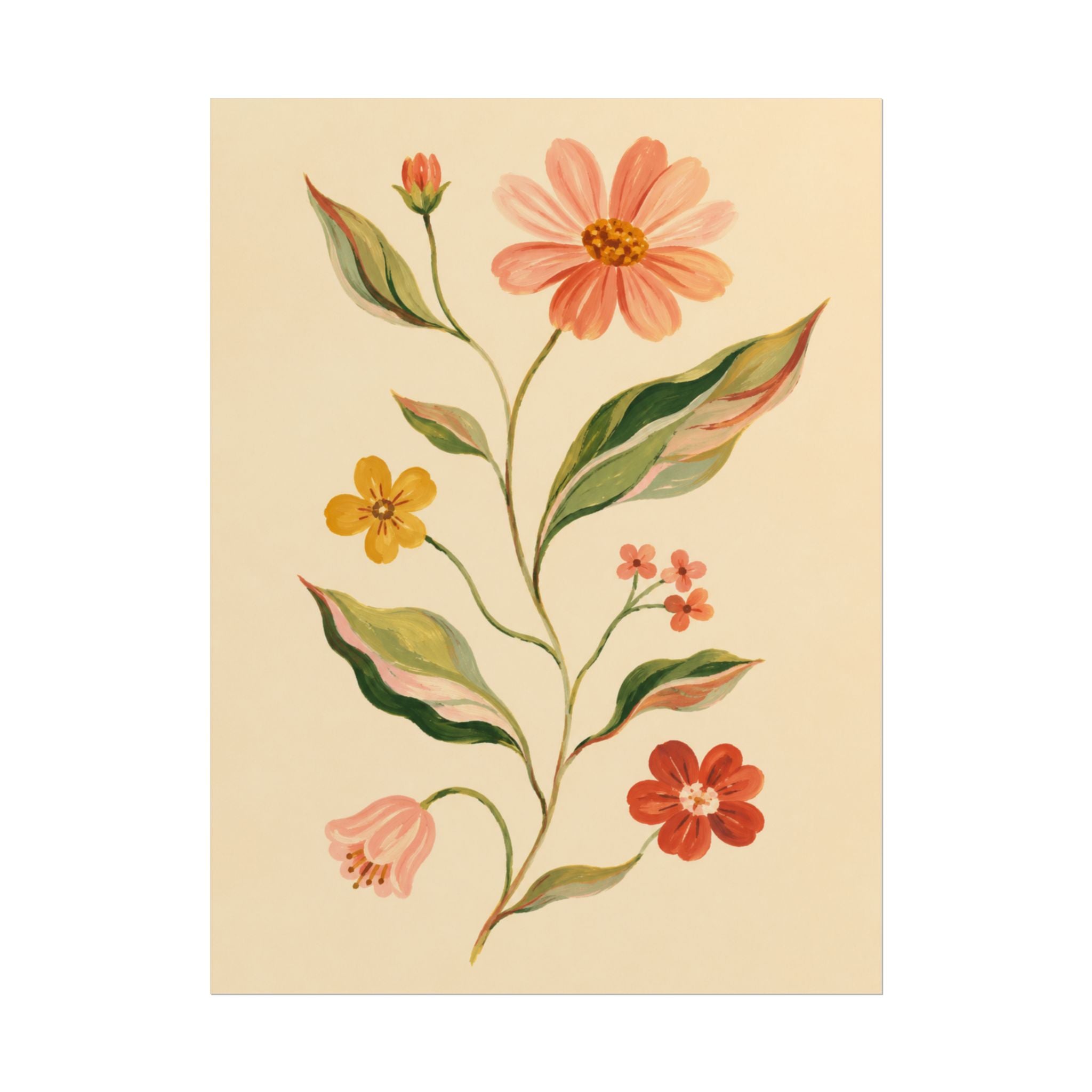 Cream Floral Stem Print