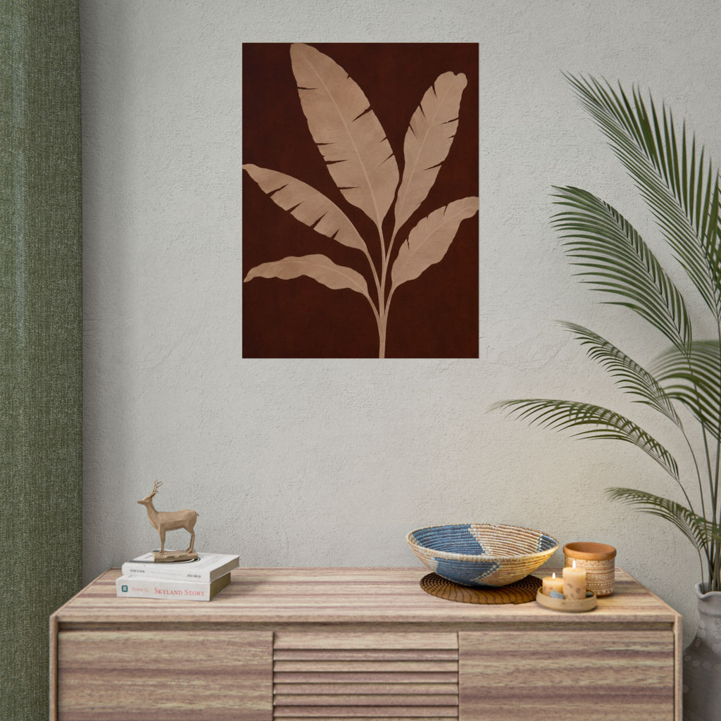Brown Banana Leaf Print