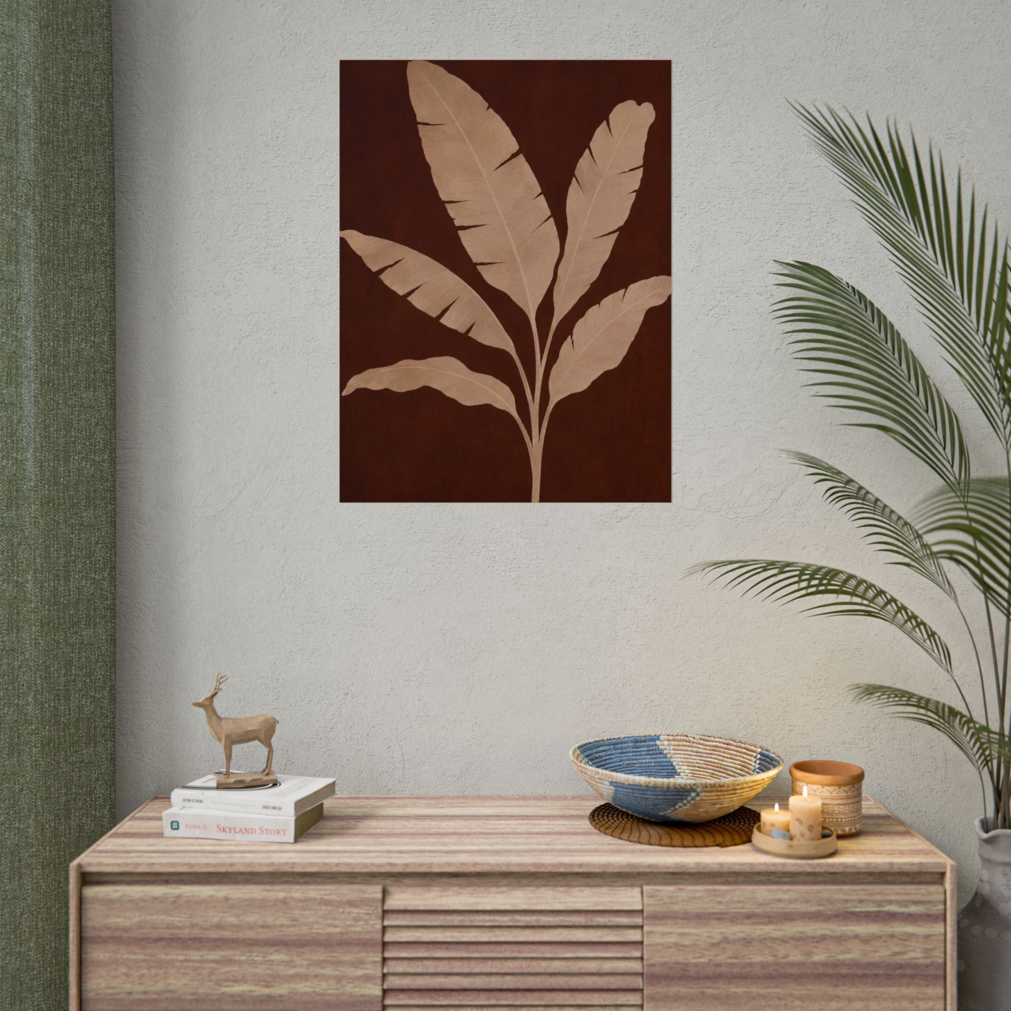Brown Banana Leaf Print