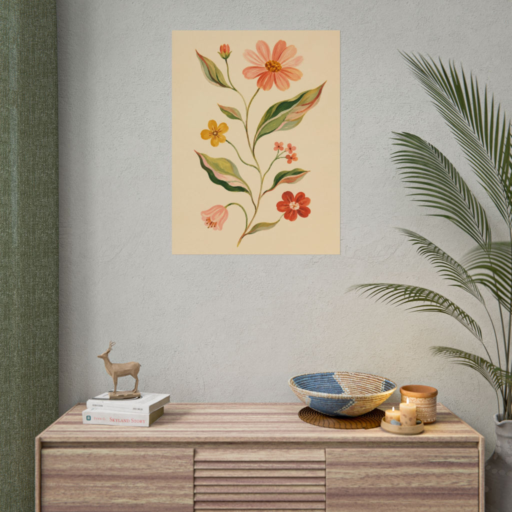 Cream Floral Stem Print